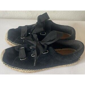 Ugg Brianna Espadrille Sneaker Suede Lace Up Size 10 Black